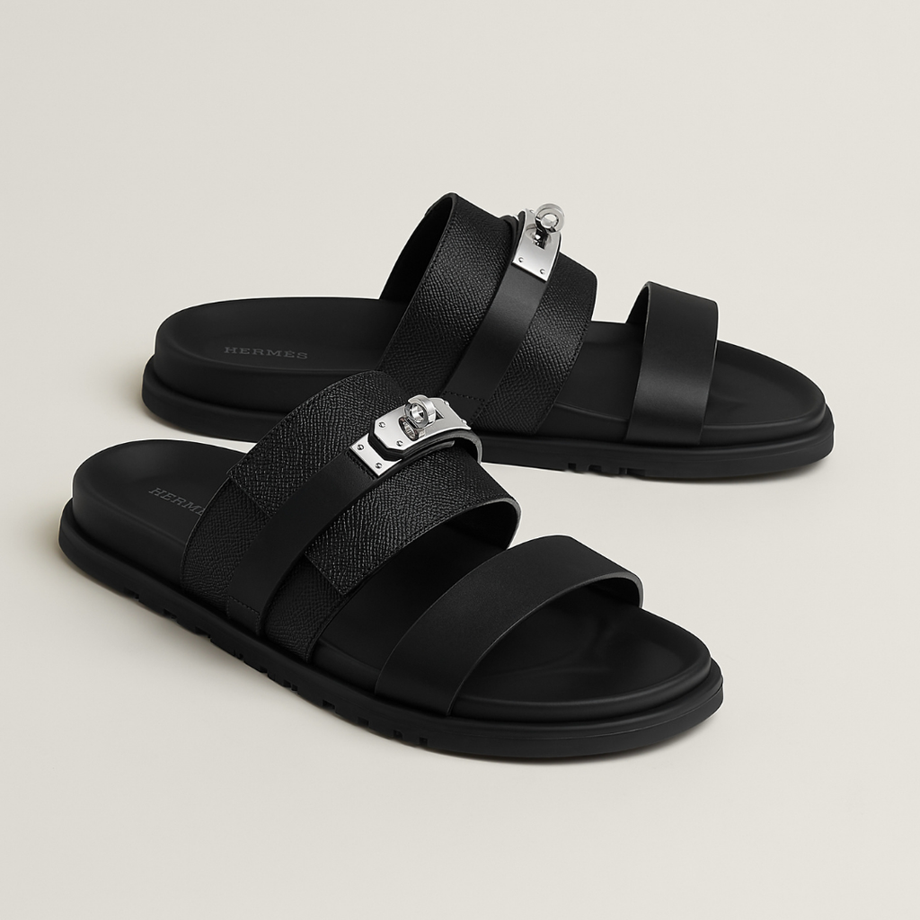 Iconic H Black Buckle Men Sandal