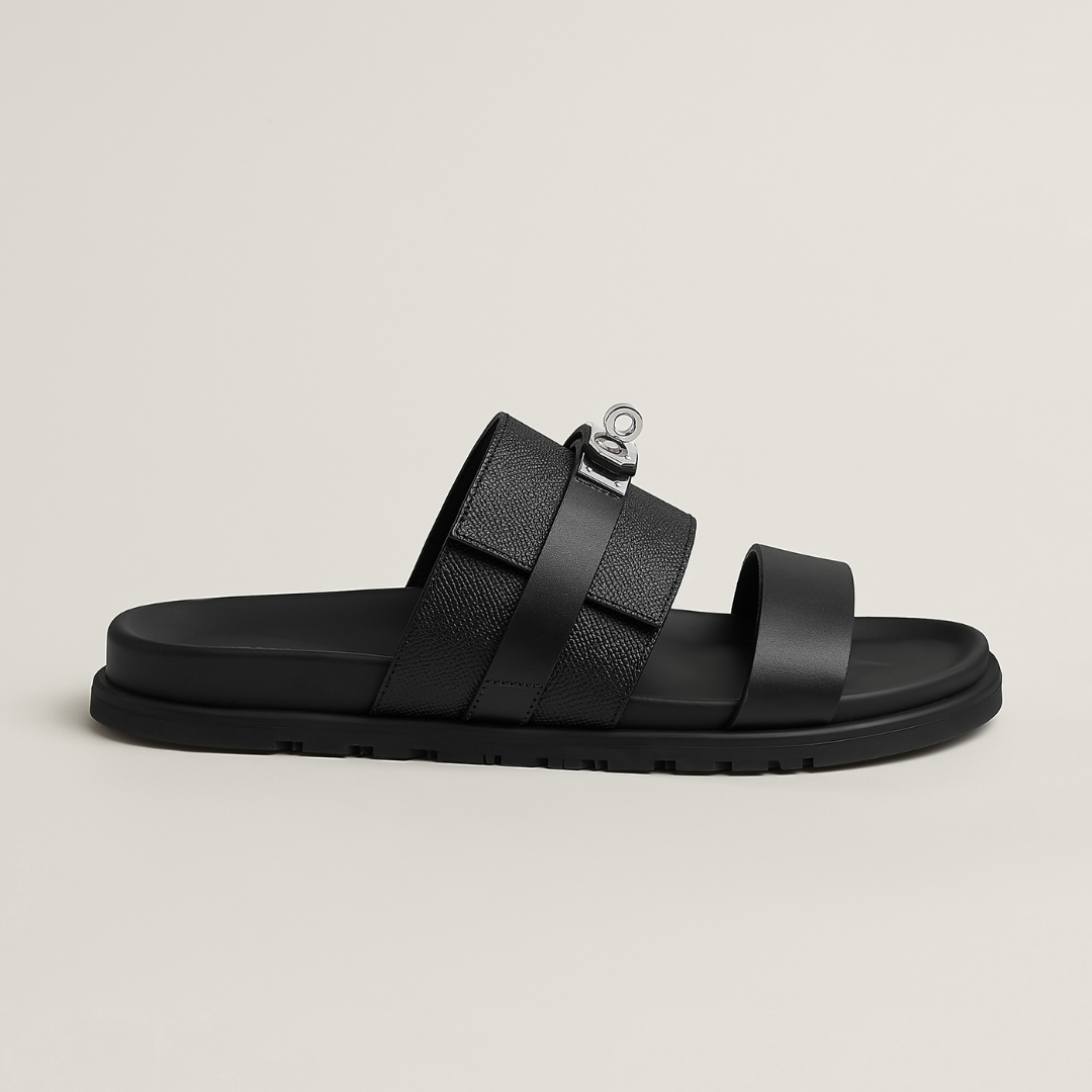 Iconic H Black Buckle Men Sandal