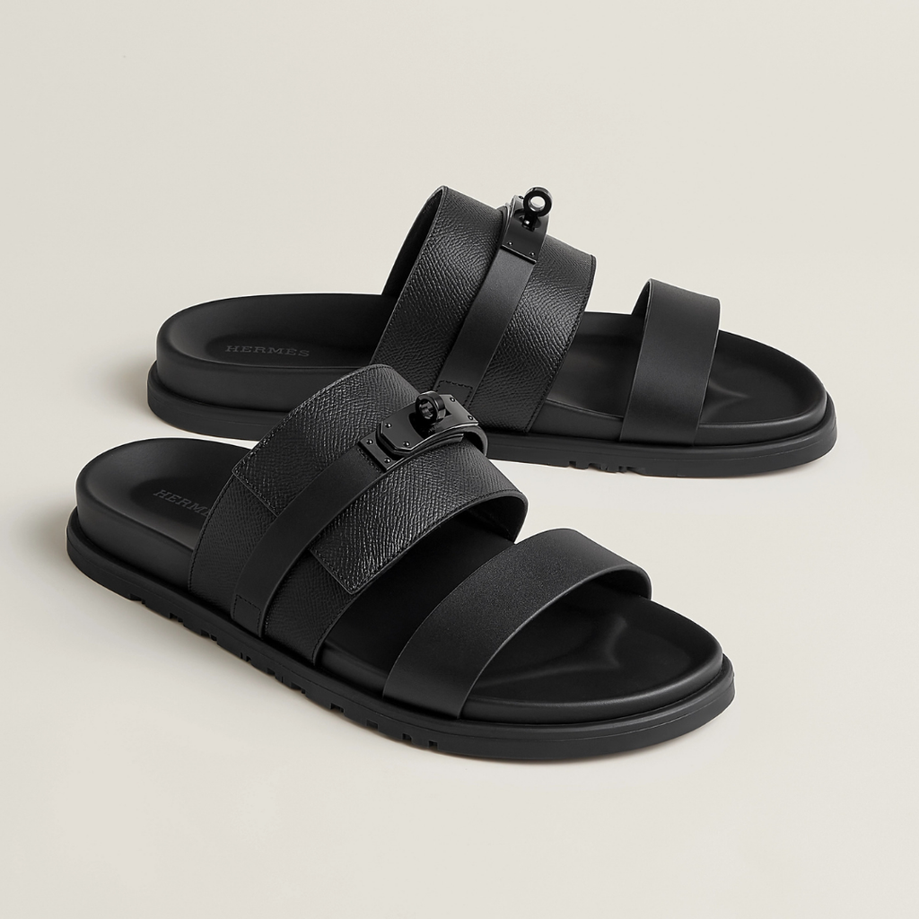 Iconic H Full Black Buckle Men Sandal
