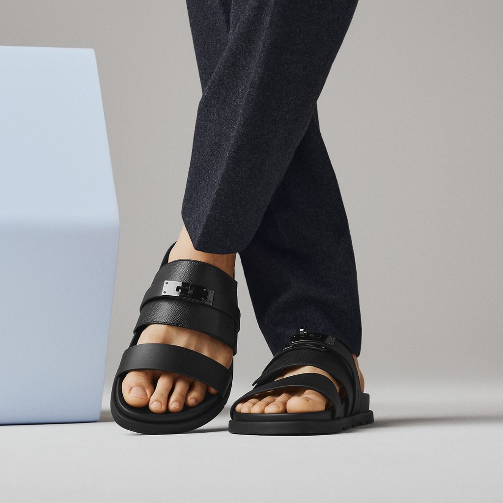 Iconic H Full Black Buckle Men Sandal