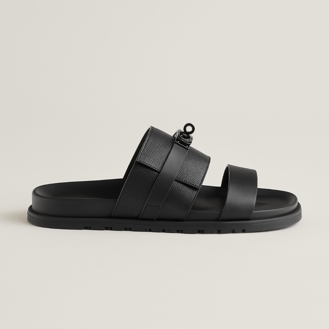 Iconic H Full Black Buckle Men Sandal