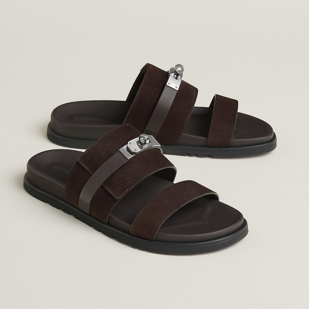 Iconic H Brown Buckle Men Sandal