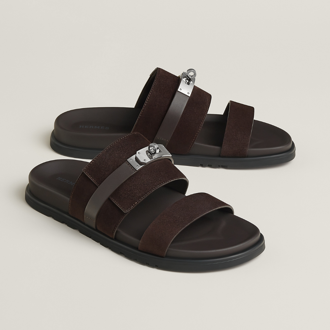 Iconic H Brown Buckle Men Sandal