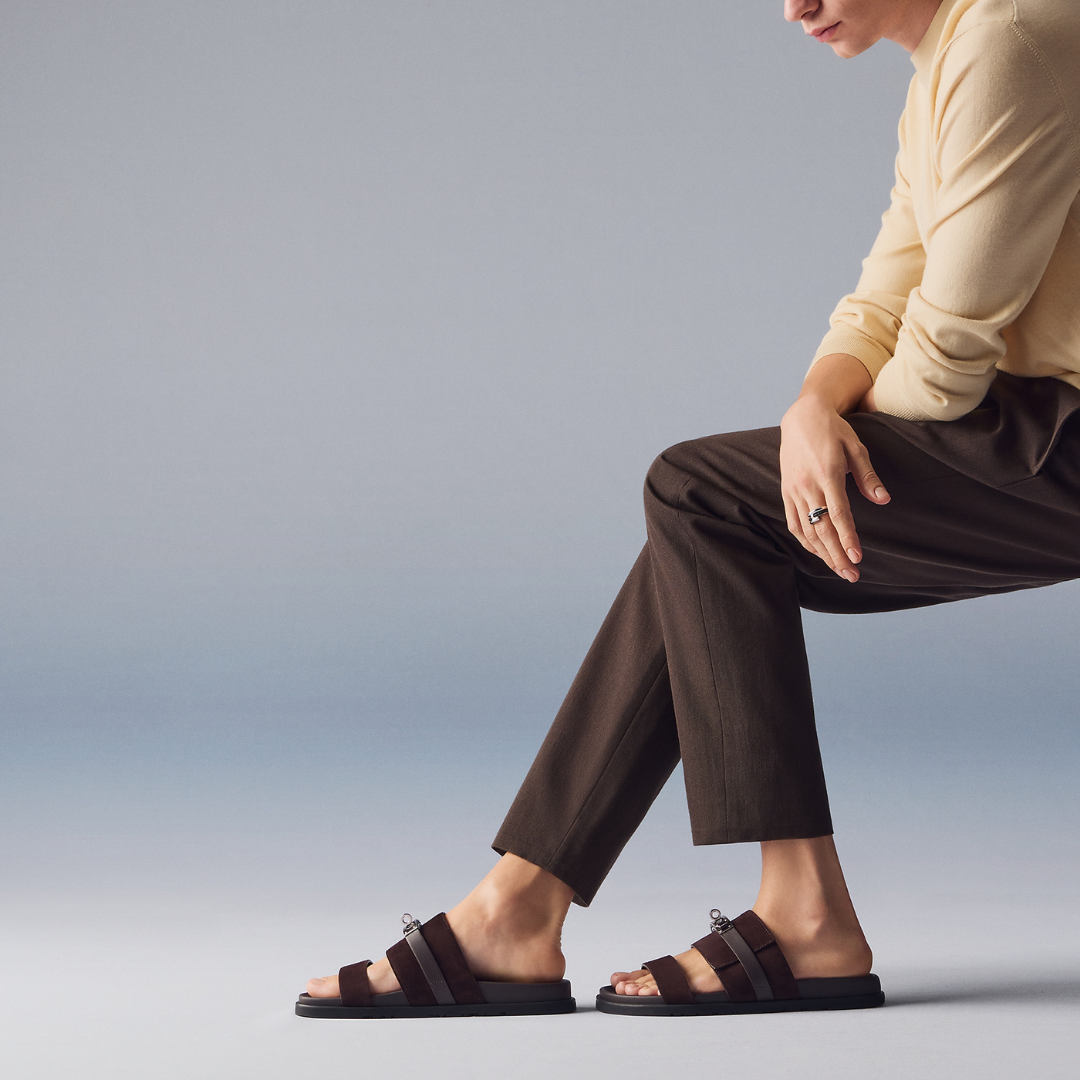 Iconic H Brown Buckle Men Sandal