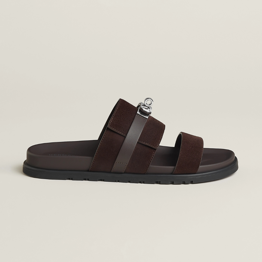 Iconic H Brown Buckle Men Sandal