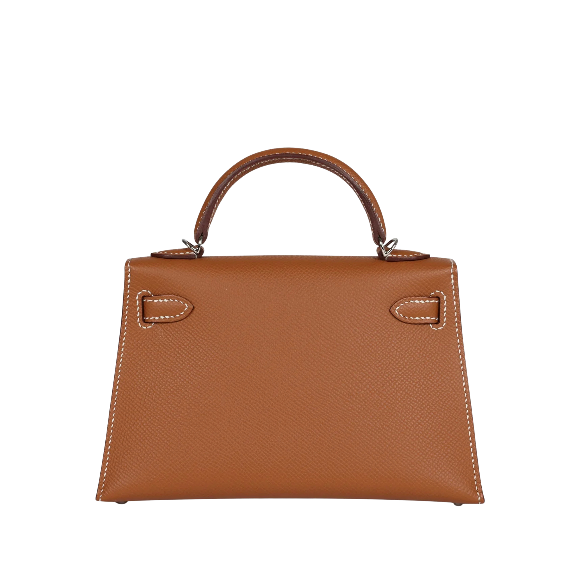 Structured Leather Tote Bag - Signature Geometric Accent