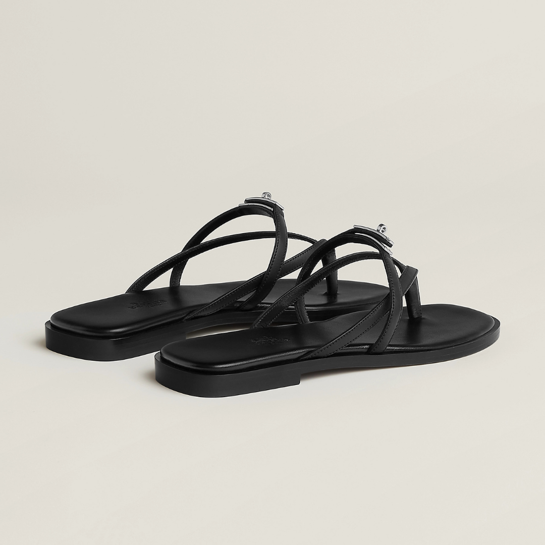 Mademoiselle Black leather Sandal