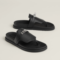 Iconic H Black leather Sandal