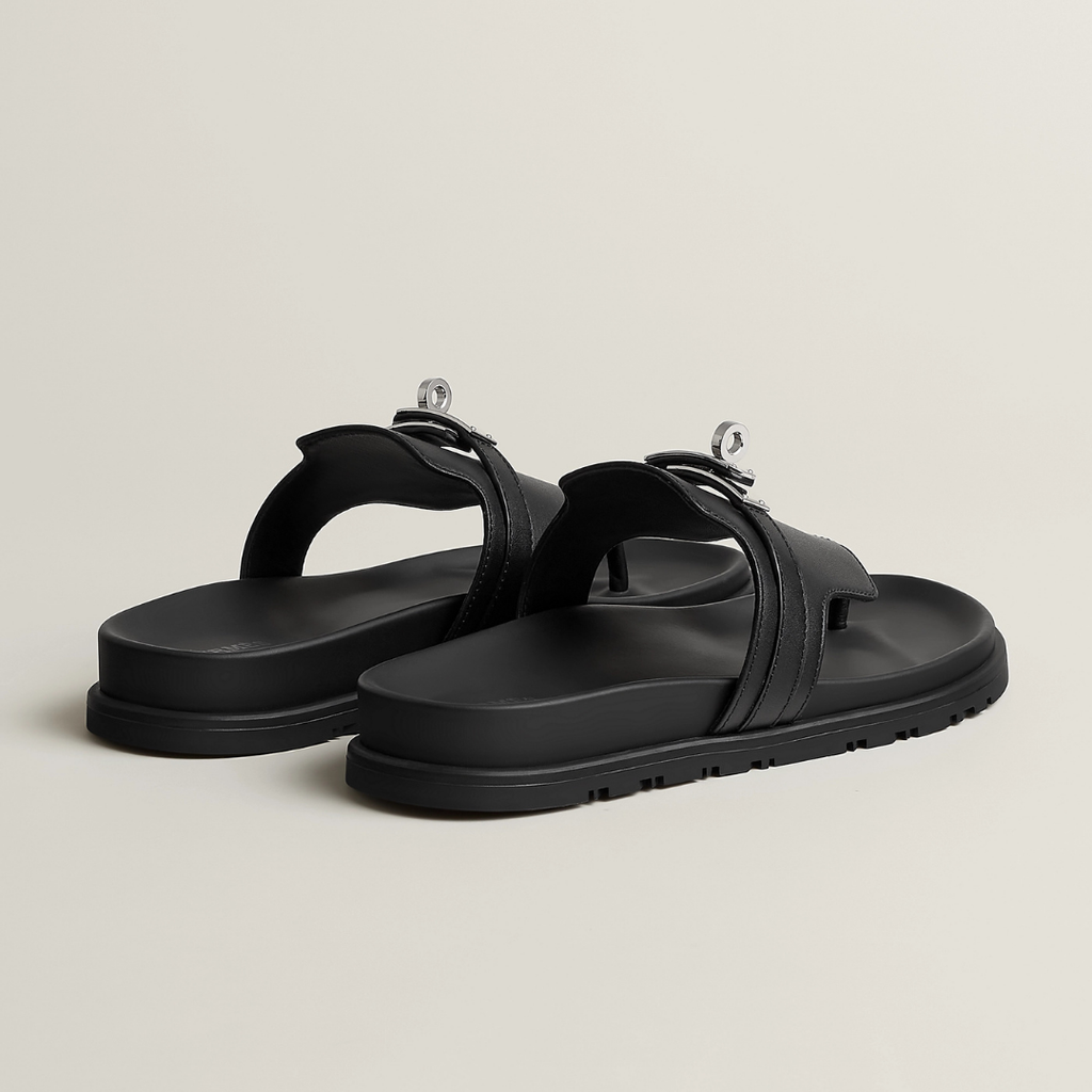 Iconic H Black leather Sandal