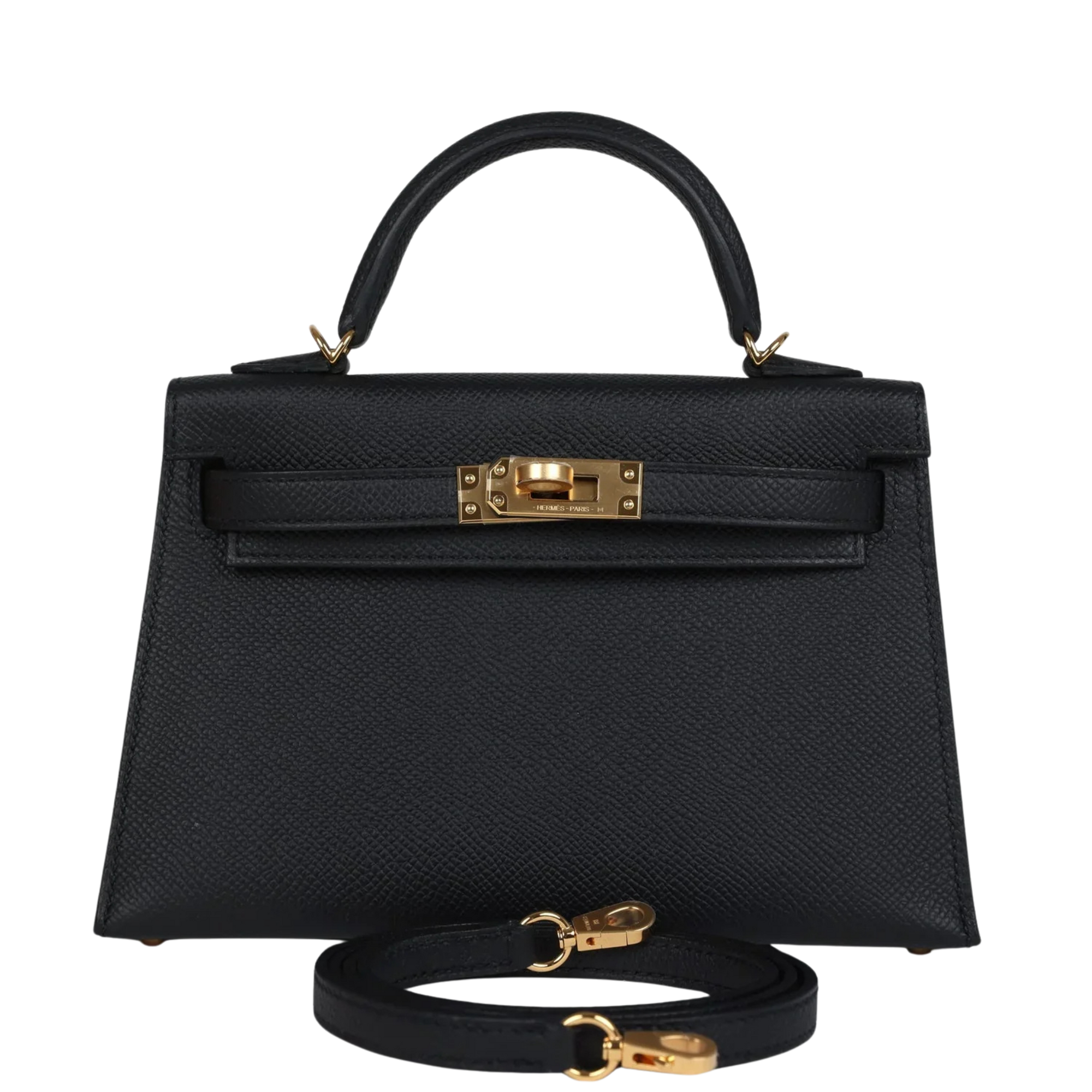 Structured Leather Tote Bag - Signature Geometric Accent