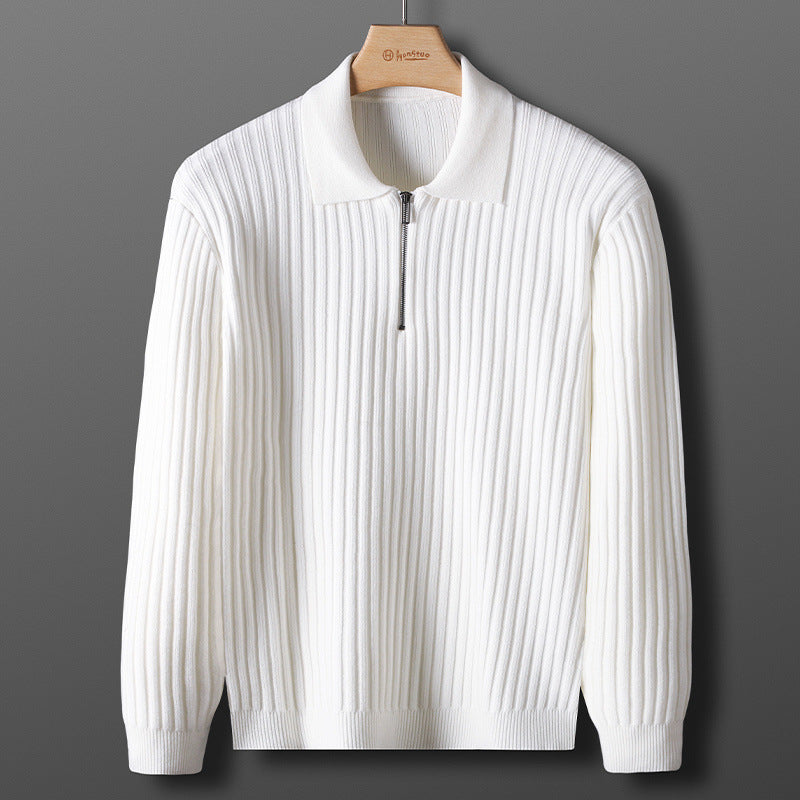 Tricot zippé côtelé uni Automne